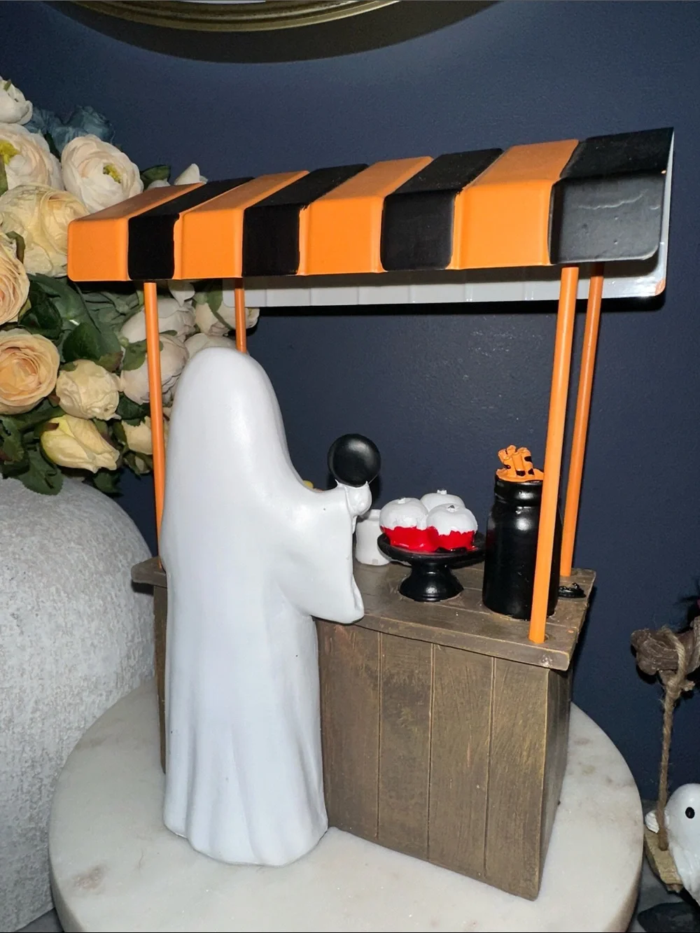 Halloween Ghost Coffee Stand Decoration - Orange & Black ghost cart